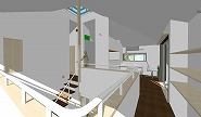 3D設計(BIM)実施設計5. 各種透視図もリアル・ギャラリーからダイニングを見る